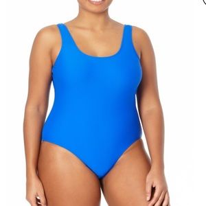 Blue one piece bathing suit!